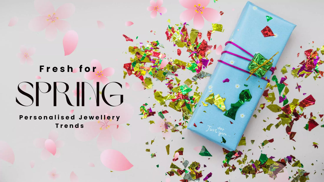 spring personalised jewellery trends – layered necklaces, minimalist bracelets, and pastel-inspired keychains
