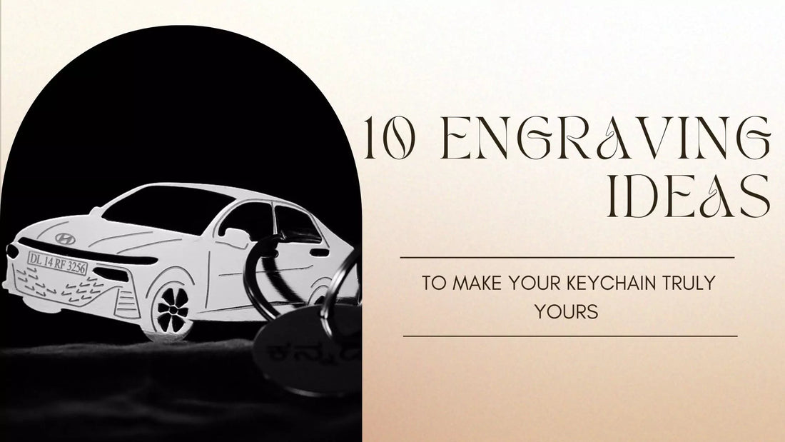 Ampkrafts personalised brass keychain in silver, gold, and rose gold with engraved names and quotes — perfect gift idea with custom story