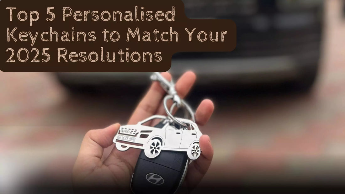 Custom silver personalised keychains from Ampkrafts – stylish stainless steel accessories for New Year 2025 resolutions and gifting