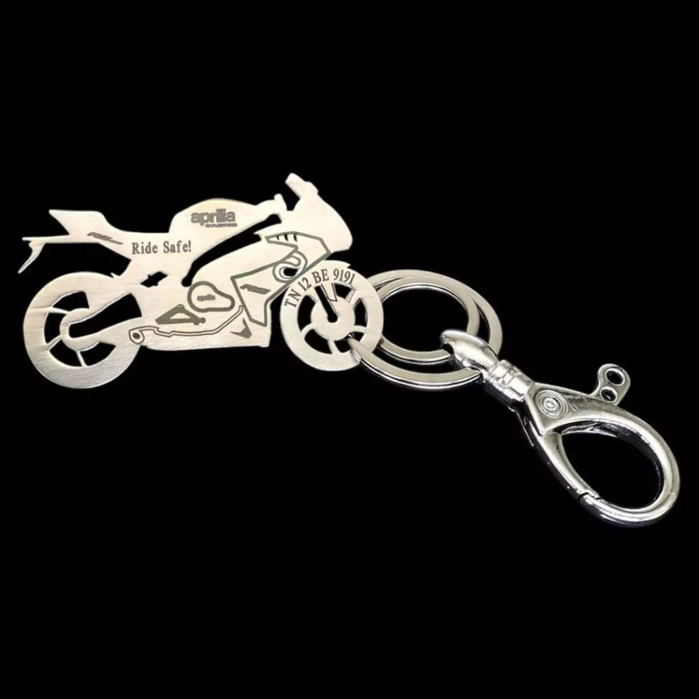 Aprilia RR 457 personalized keychain with engraved name
