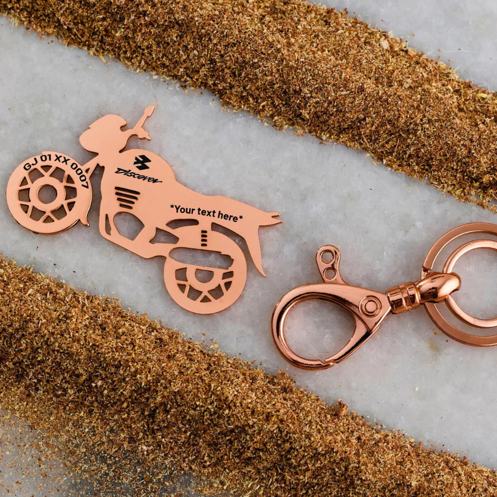 Bajaj Discover 100 personalised keychain with name – ideal gift for bikers