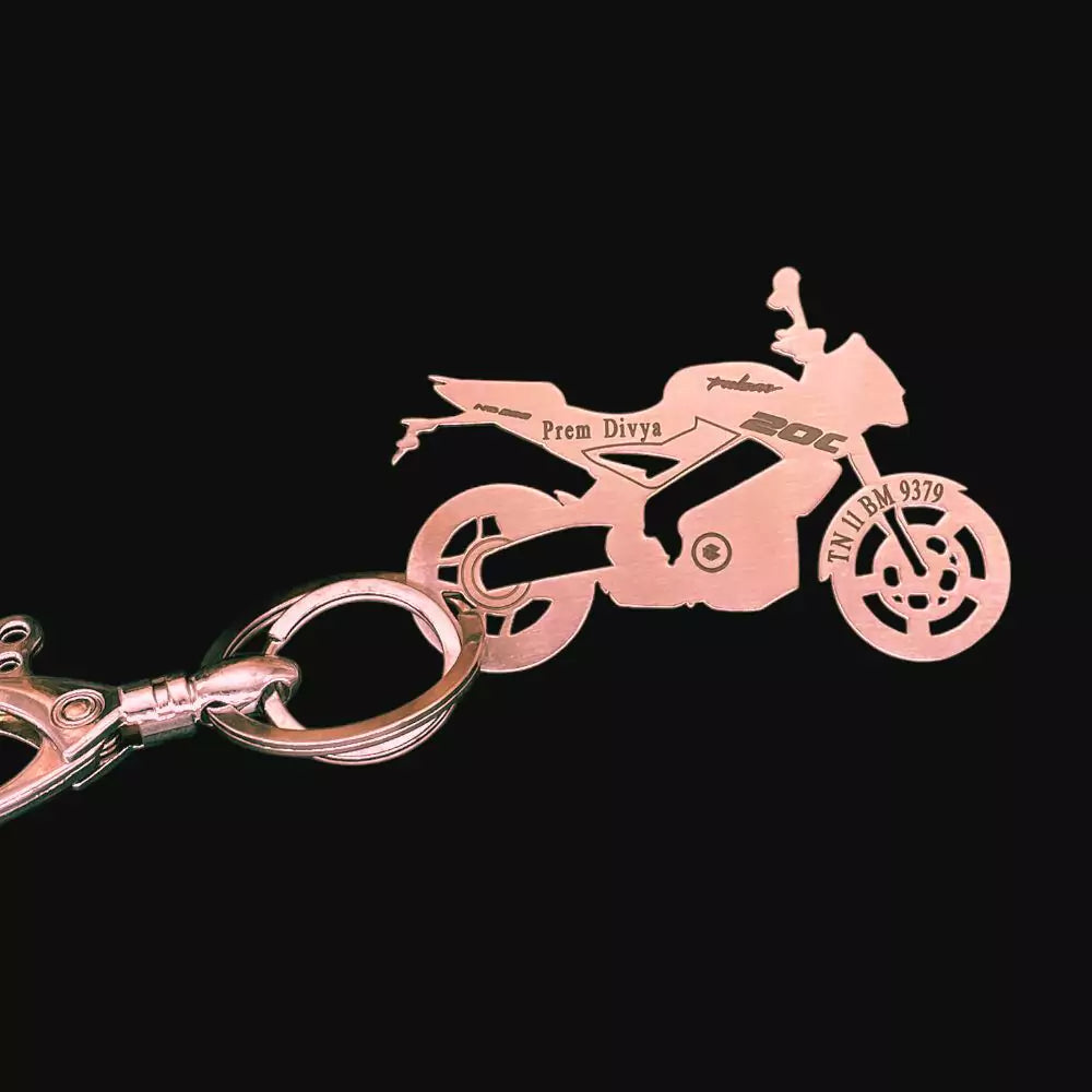Custom engraved NS200 motorcycle keyring for riders