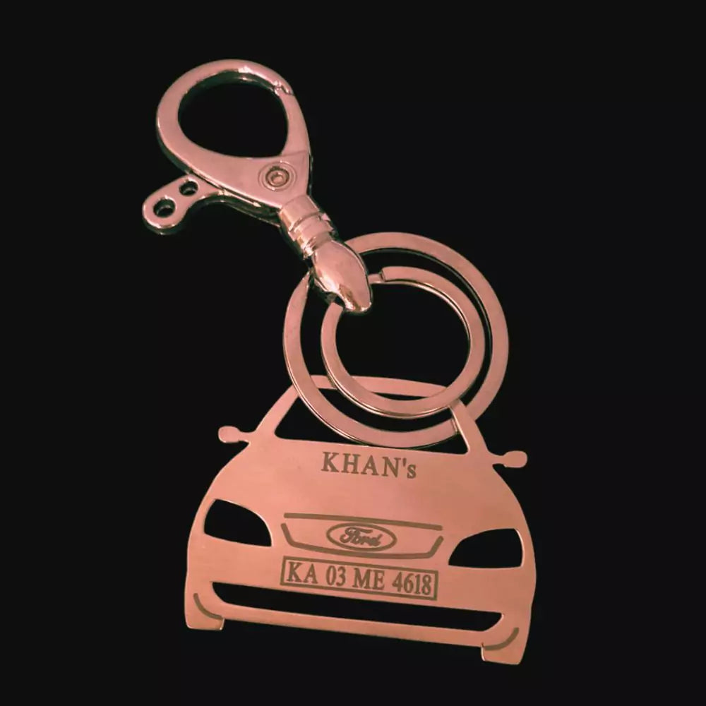 Custom Ford Ikon keychain, laser-cut side profile, perfect gift for classic car lovers