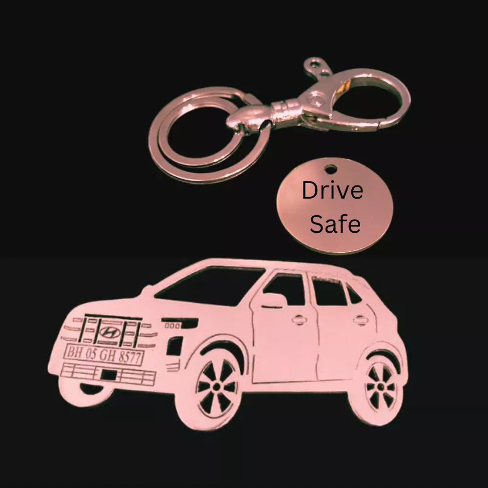 Custom Hyundai Creta 2024 keychain, laser-cut side profile, perfect gift for SUV lovers