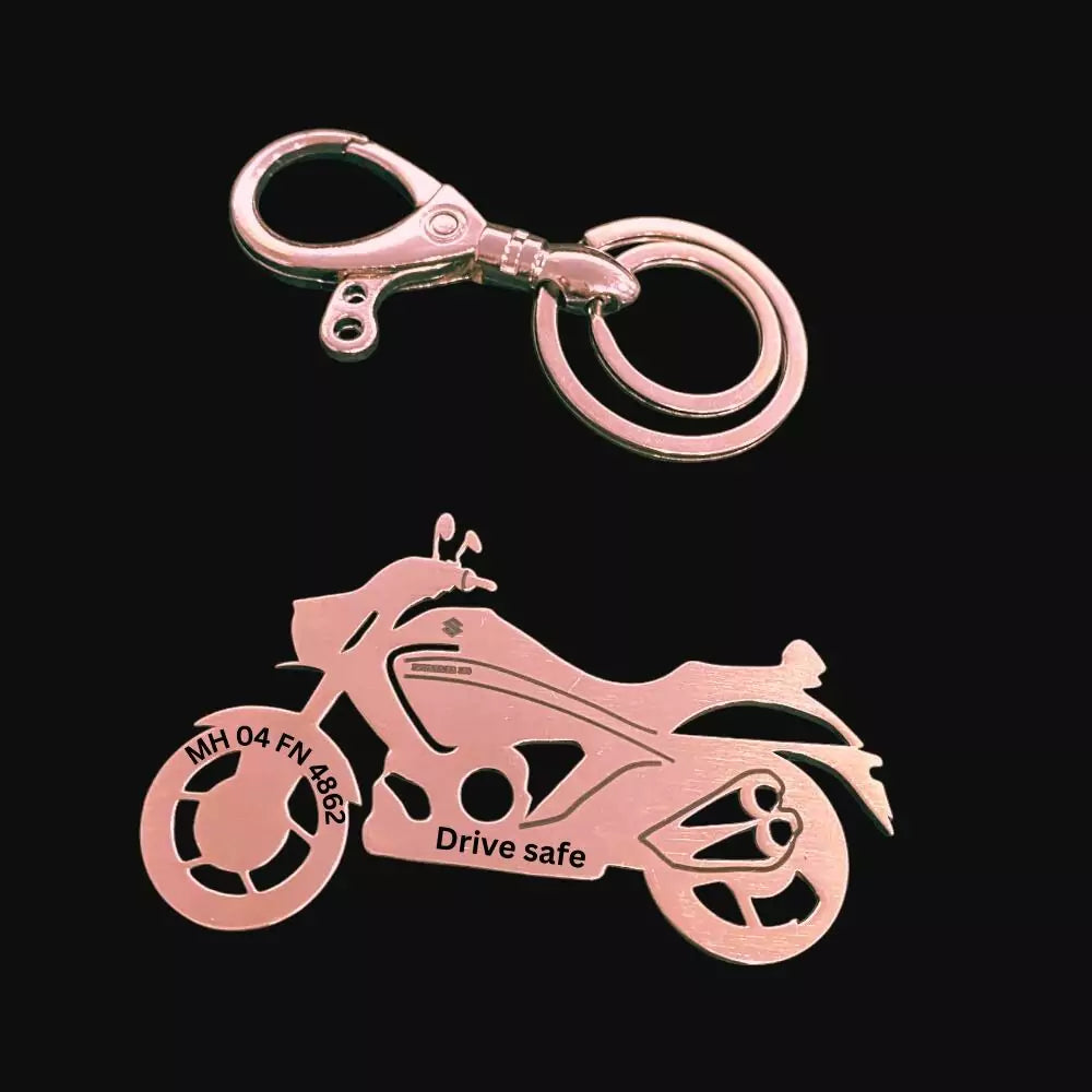 Custom Suzuki Intruder 150 keychain, laser-cut side profile, perfect for cruiser bike lovers