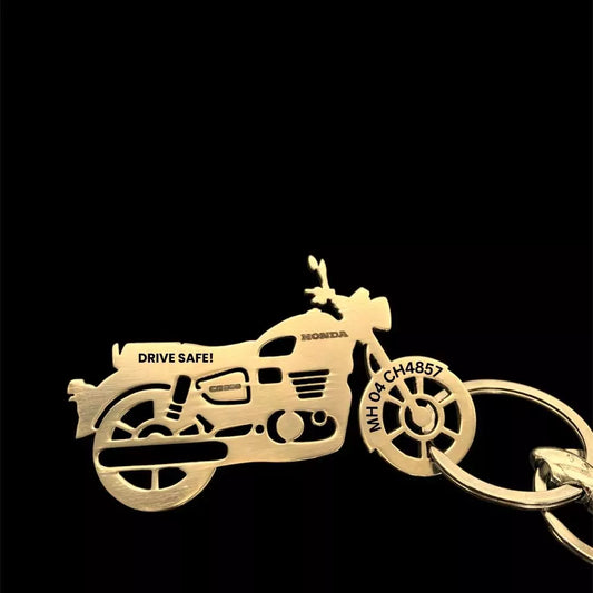 Gold custom Honda CB350 bike keychain gift for riders