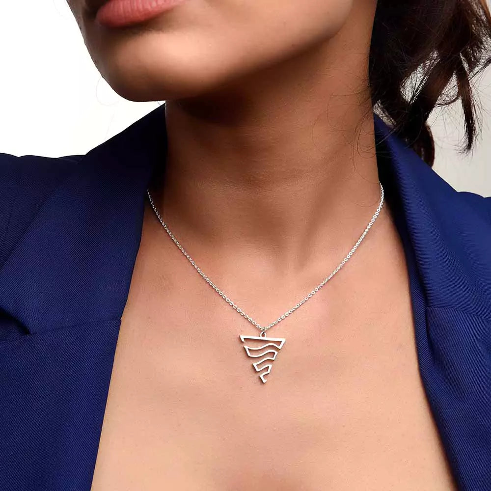 Pyramid Pendant Necklace – Modern Geometric Jewelry in Silver Finish