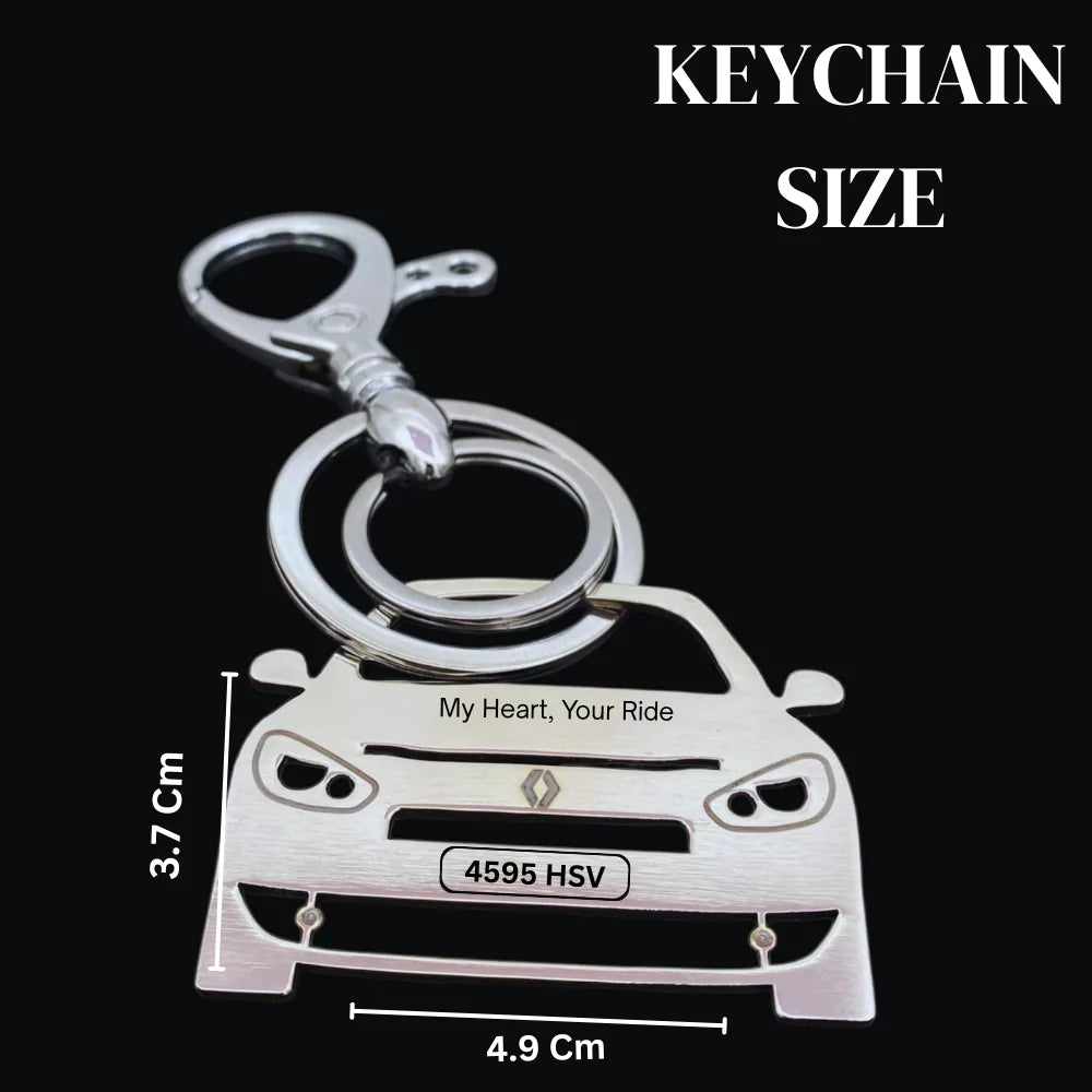 Renault Fluence silhouette keychain gift with custom name engraving