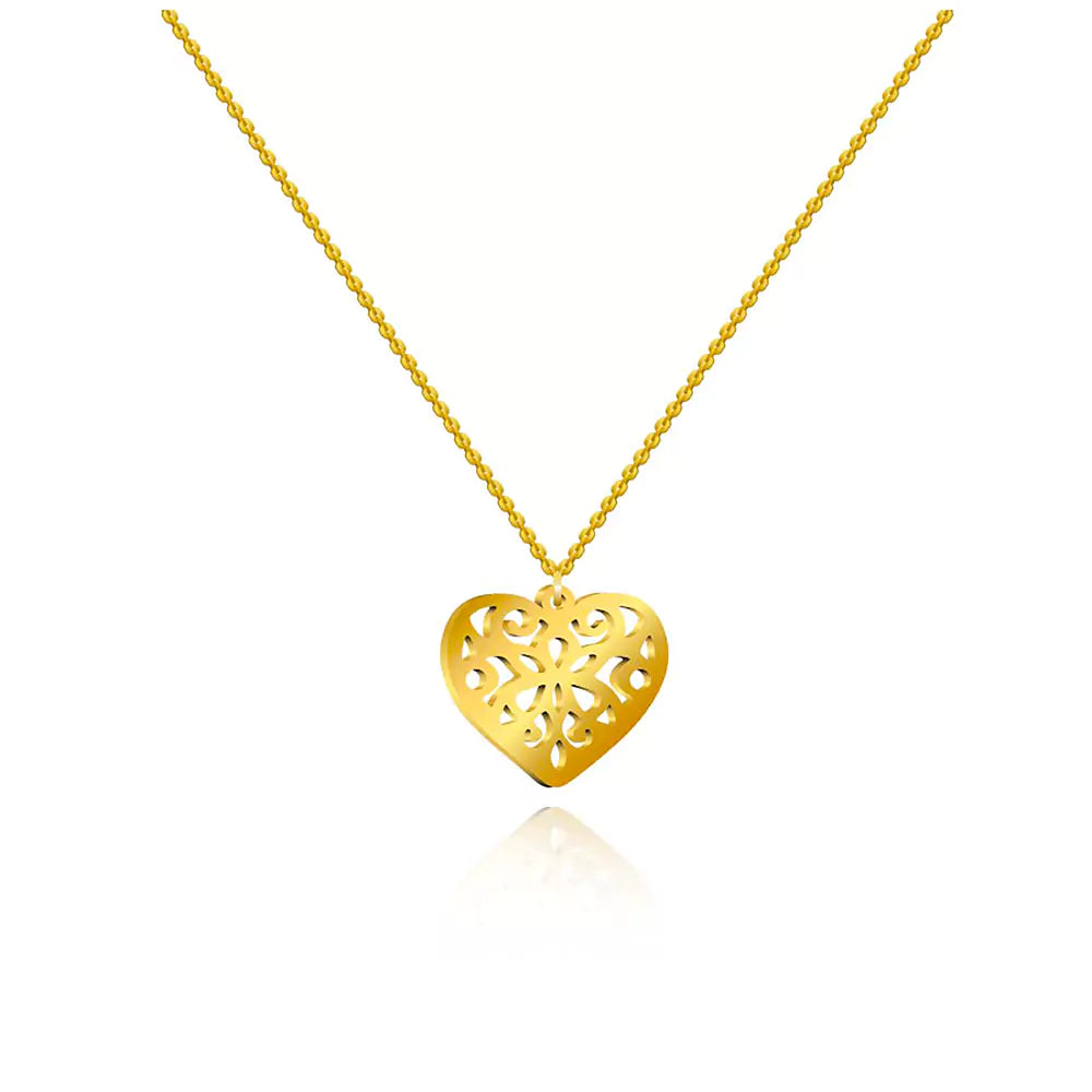 Etched on My Heart Pendant Necklace – Sentimental Jewelry in Gold Finish