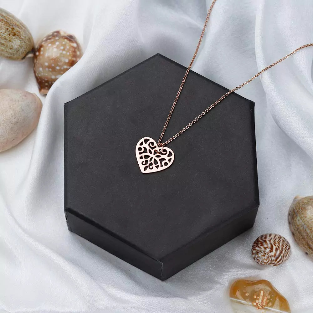 Etched on My Heart Pendant Necklace – Sentimental Jewelry in Gold Finish