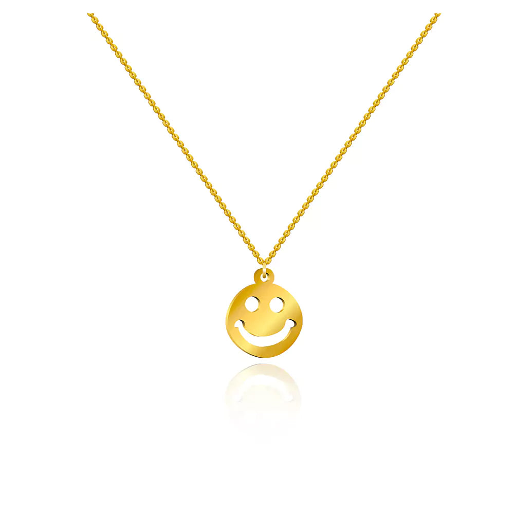 Smiley Face Pendant Necklace – Cheerful Jewelry in Gold Finish