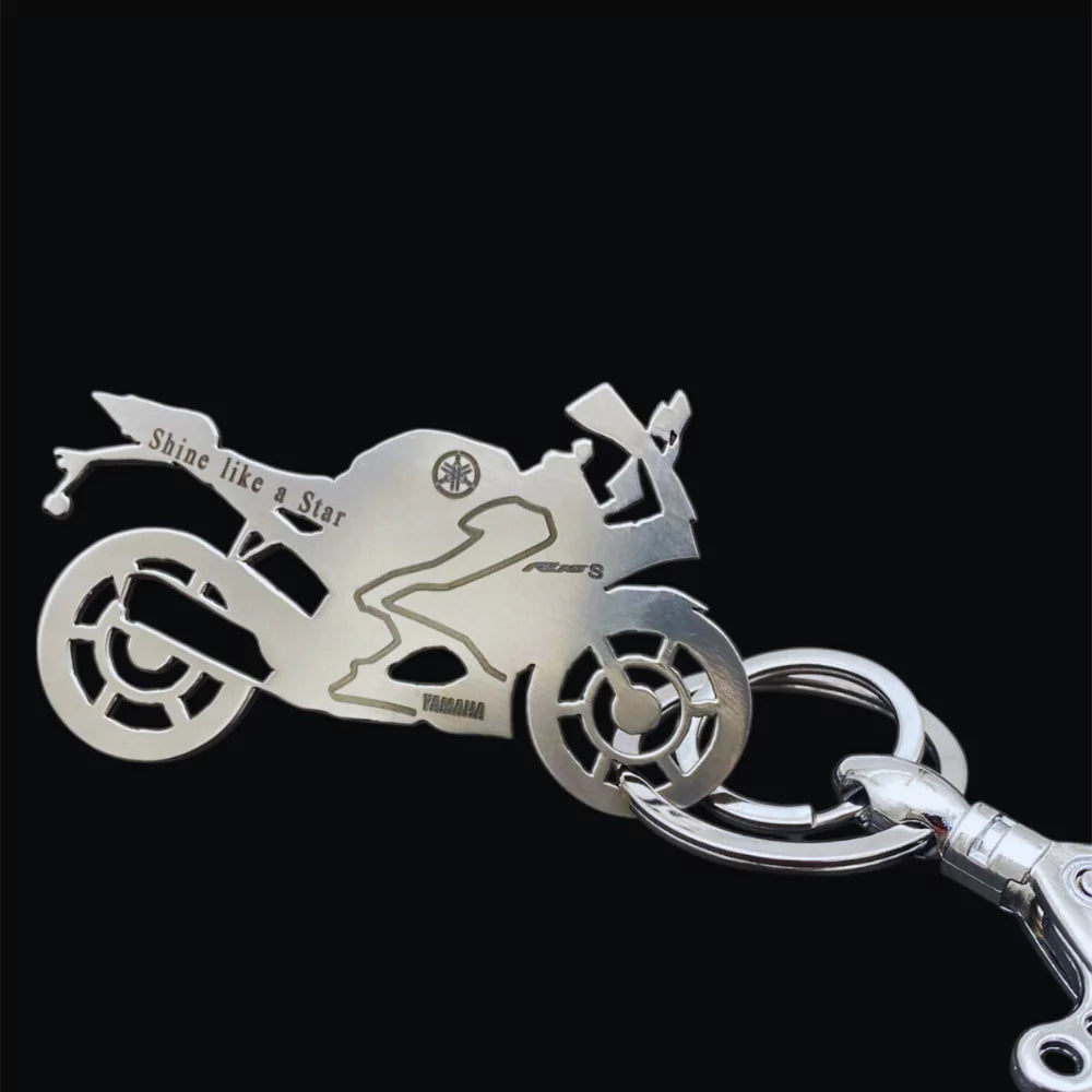 R15 S stainless steel bike silhouette keychain
