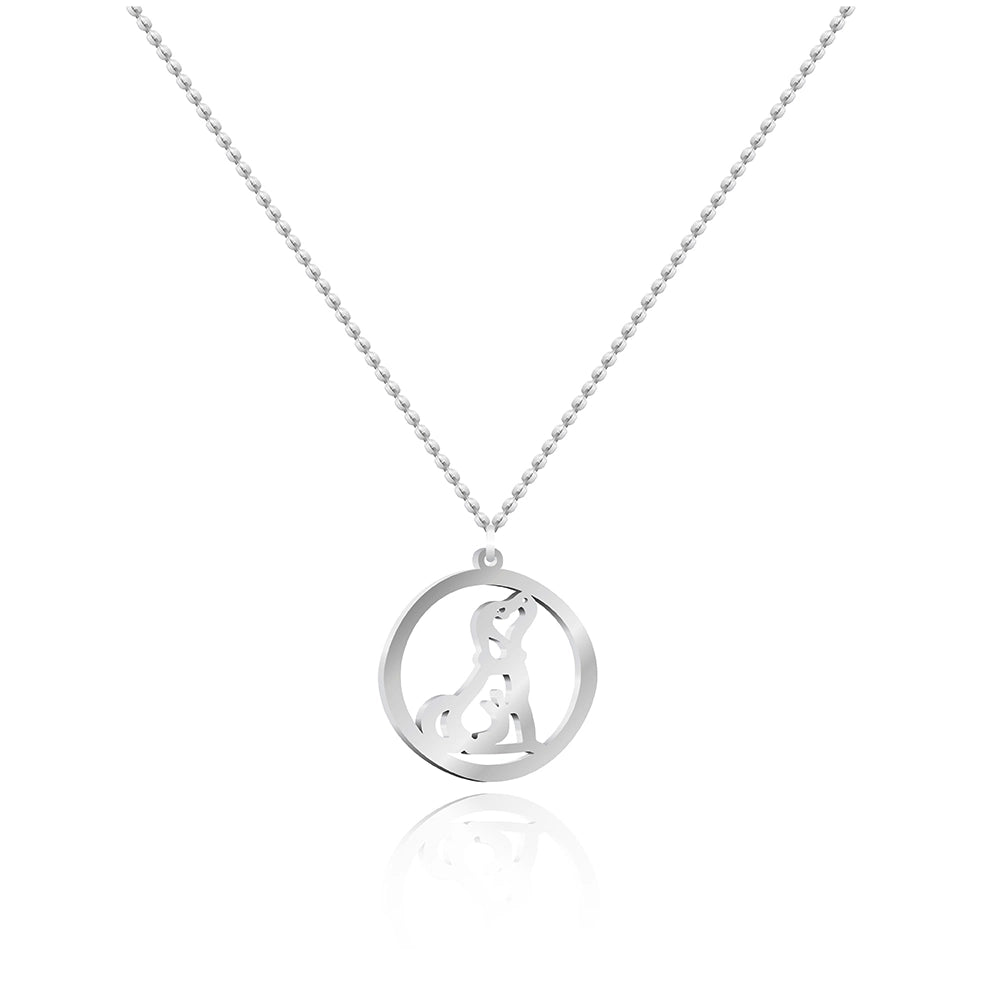 Pawround Necklace – Round Shape Dog-Themed Jewelry in Silver Finish