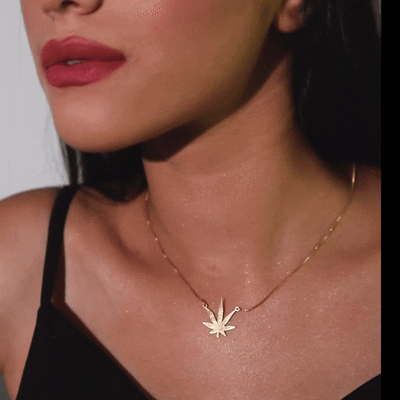 Flowstone Hemp Leaf Pendant Necklace