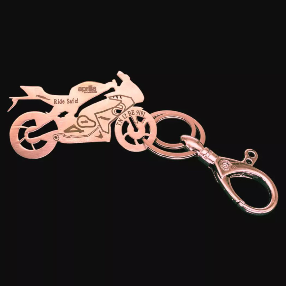 Engraved Aprilia RR 457 scooter keychain – meaningful biker gift idea