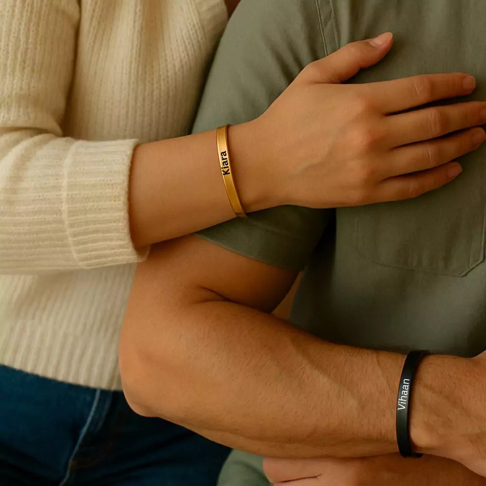 Premium couple kadas set of 2 metal bracelets