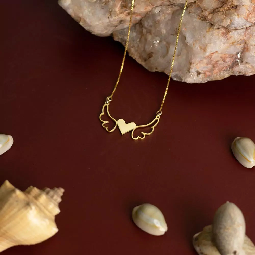 Cupid Heart Pendant Necklace – Romantic Jewelry Gift in Rose Gold Finish