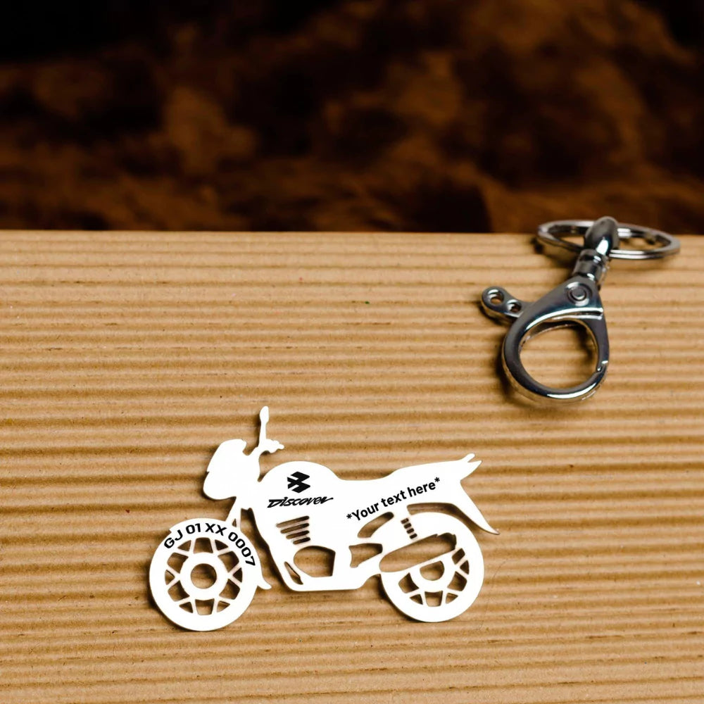 Personalised Bajaj Discover 100 bike keychain – perfect gift for him