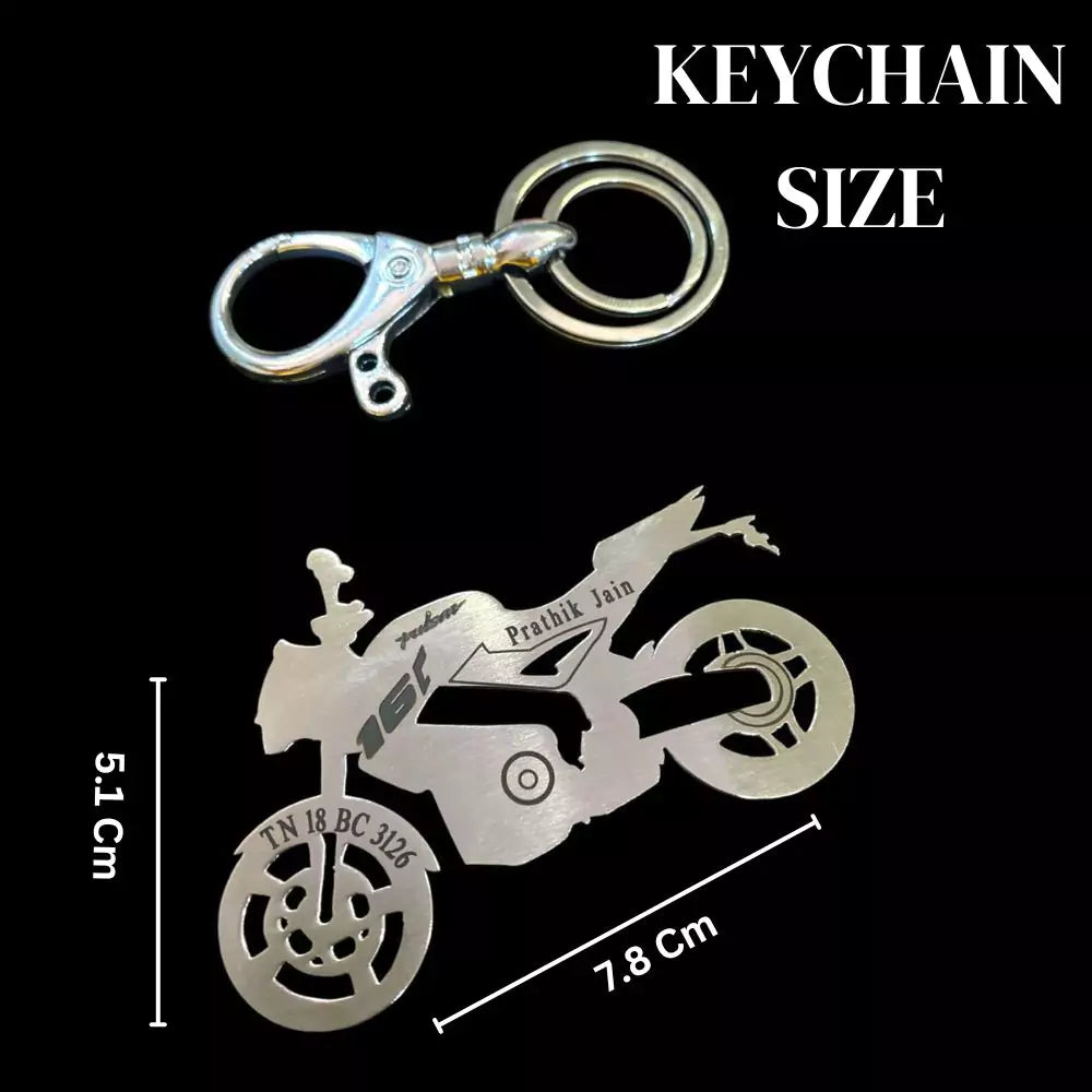 Rose gold Bajaj Pulsar NS160 keychain with name engraving