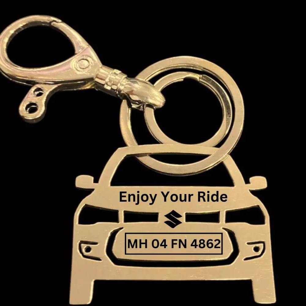 Engraved Maruti Dzire 2024 keychain, durable stainless steel, stylish accessory for Maruti enthusiasts