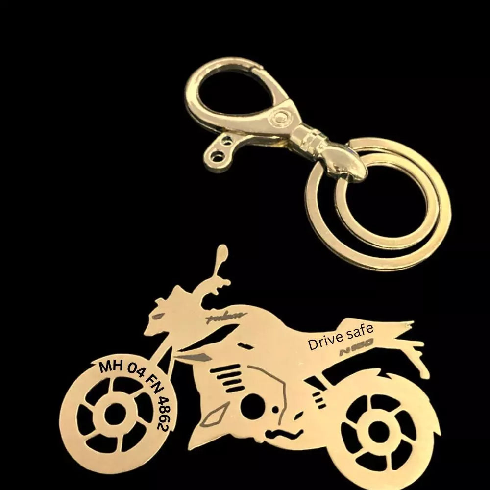 Custom Bajaj Pulsar N160 keychain, laser-cut side profile, perfect gift for bike lovers