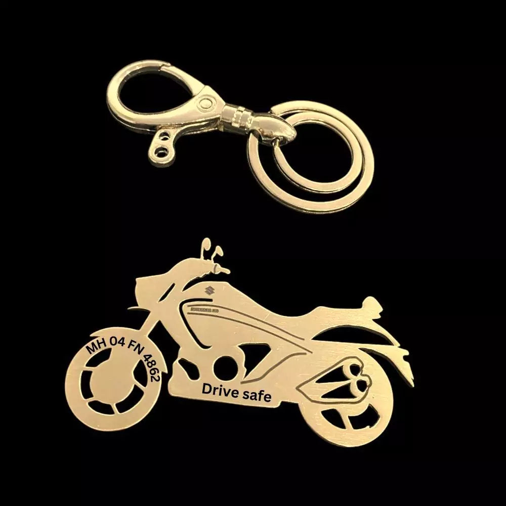 Engraved Suzuki Intruder 150 keychain, durable stainless steel, stylish accessory for bikers