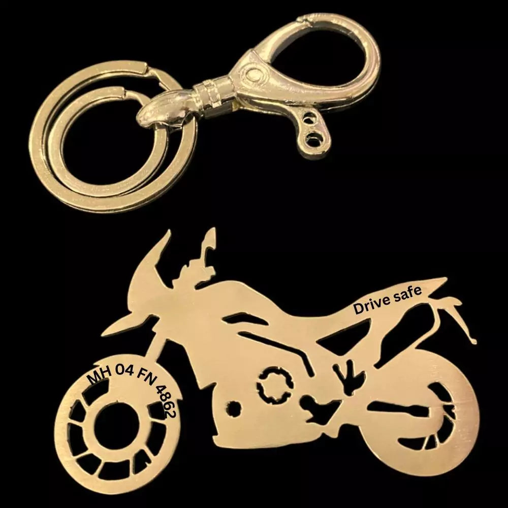 Custom Triumph Tiger 900 GT keychain, laser-cut side profile, perfect for adventure bike lovers