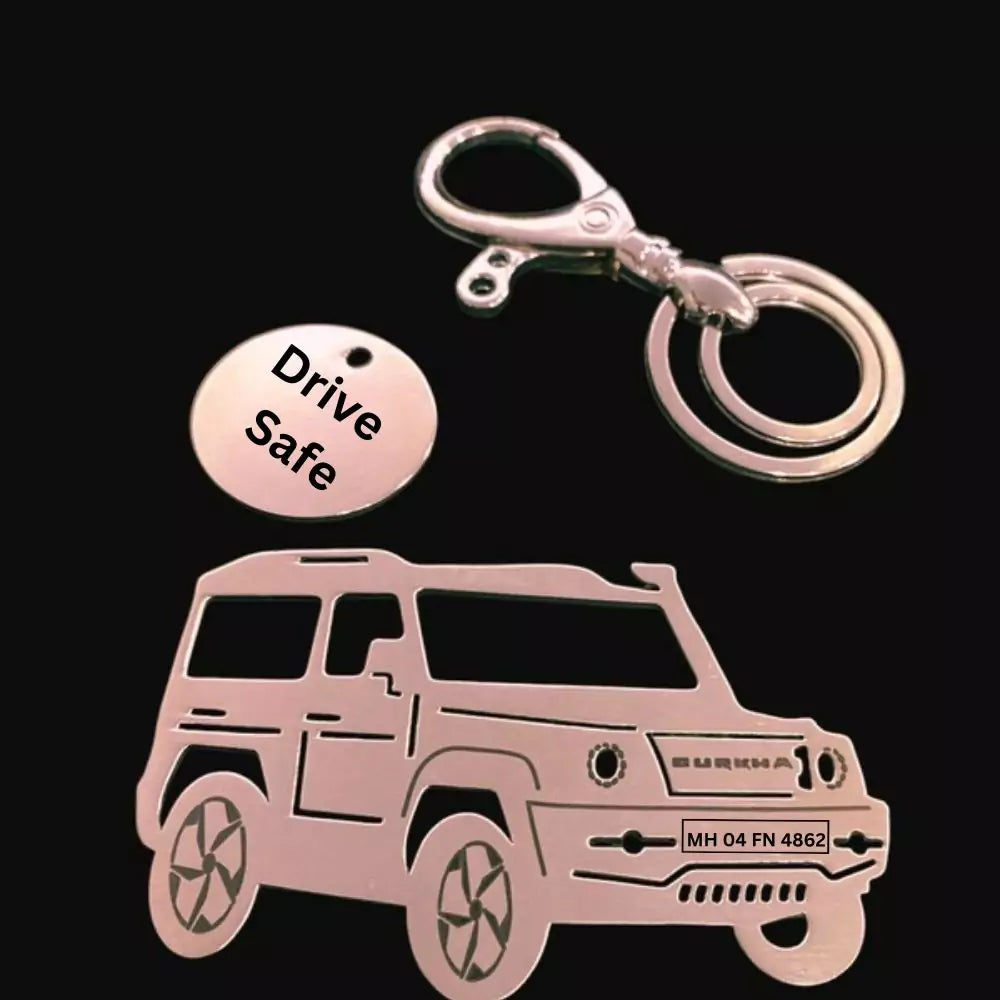 Custom Force Gurkha keychain, laser-cut side profile, perfect for SUV and off-road lovers