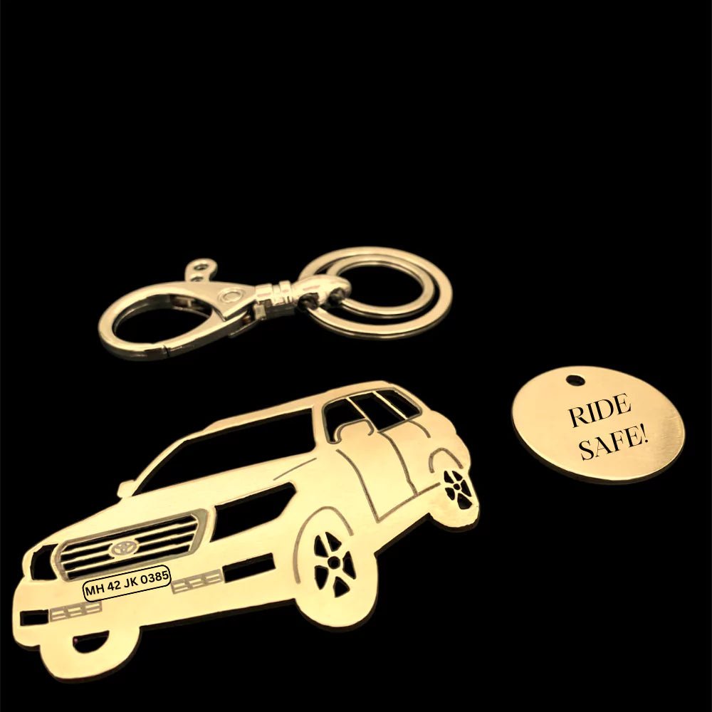 Toyota Land Cruiser 2012 keychain in stainless steel with personalized name