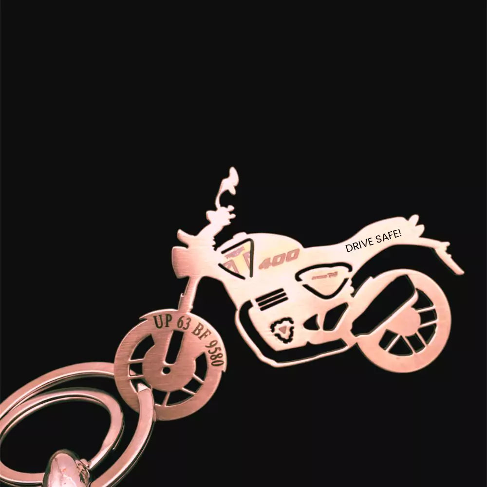 Triumph Scrambler T4 metal keychain stainless steel and brass