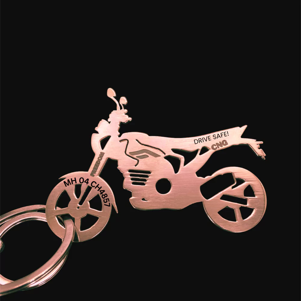 Stainless steel Bajaj Freedom sideview bike keyring