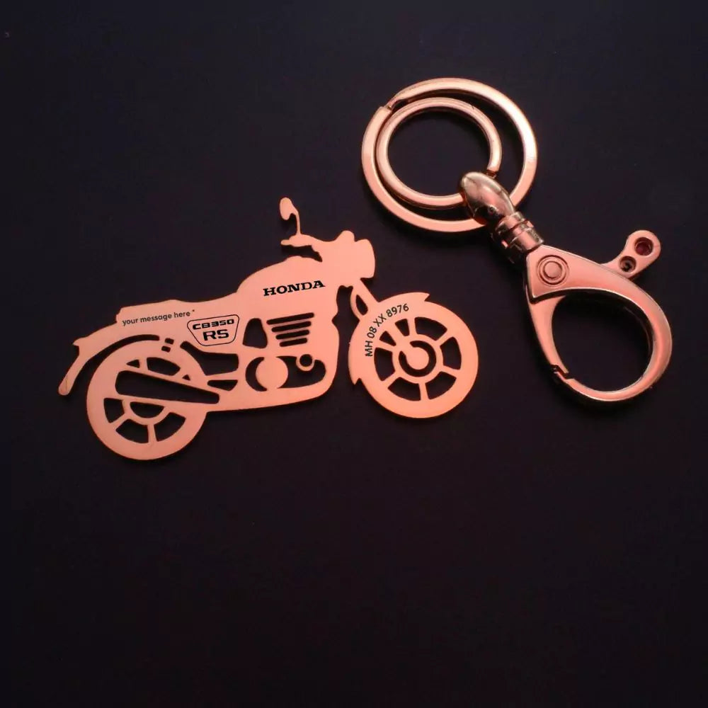 Personalized stainless steel bike keychain for Honda CB350 RS riders