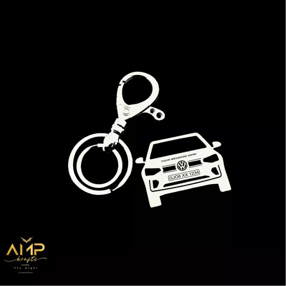 Volkswagen Virtus name keychain with sleek engraved finish