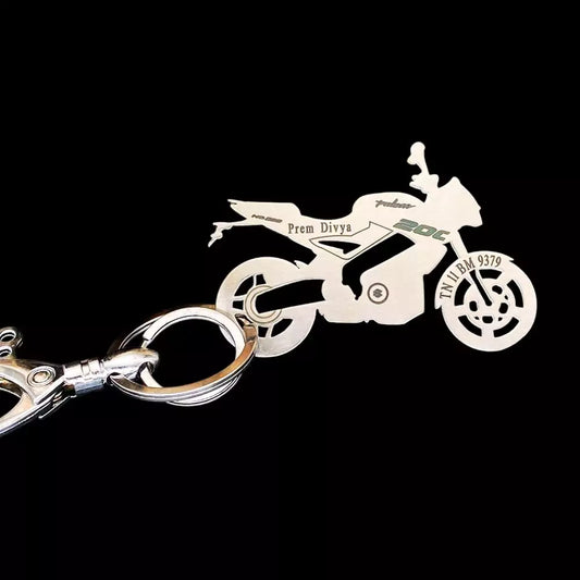 ajaj Pulsar NS200 personalized keychain with name engraving