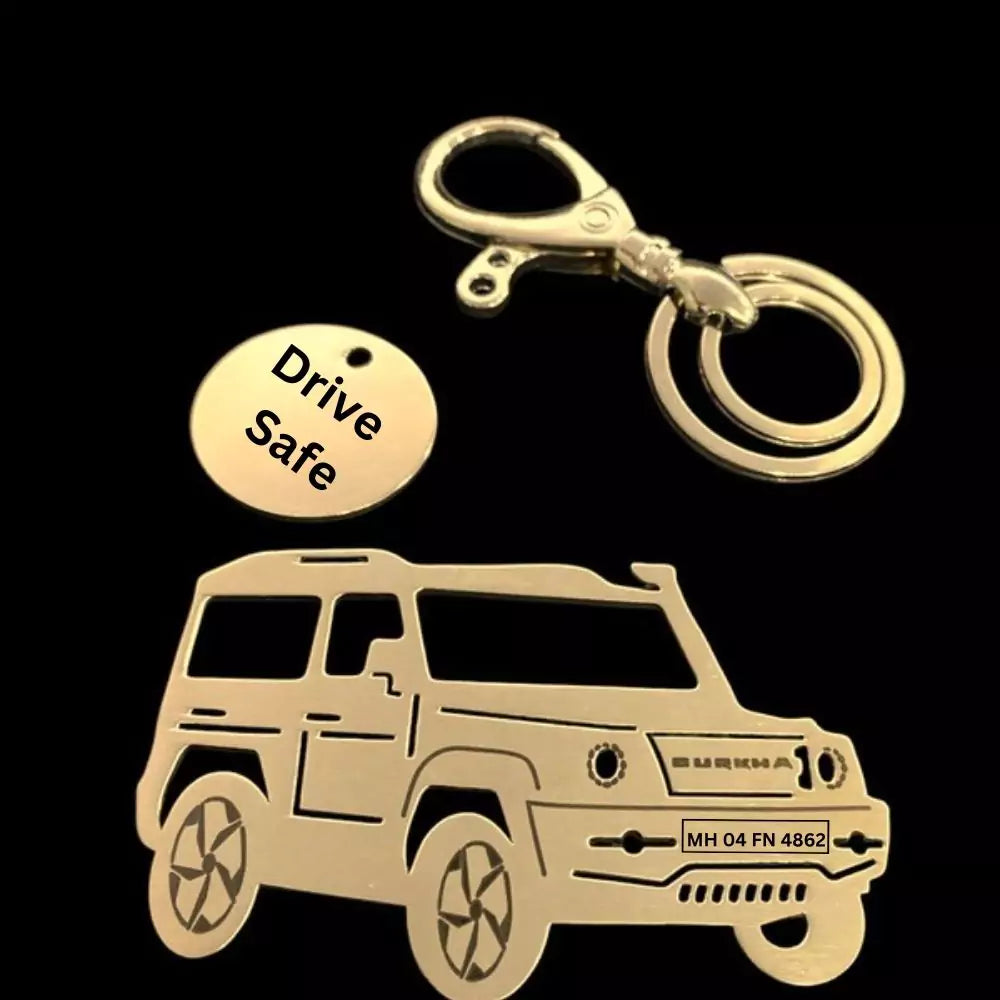 Engraved Force Gurkha keychain, durable stainless steel, stylish accessory for adventure enthusiasts