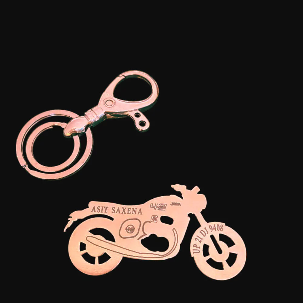 Custom name Jawa 42 FJ bike keychain stainless steel