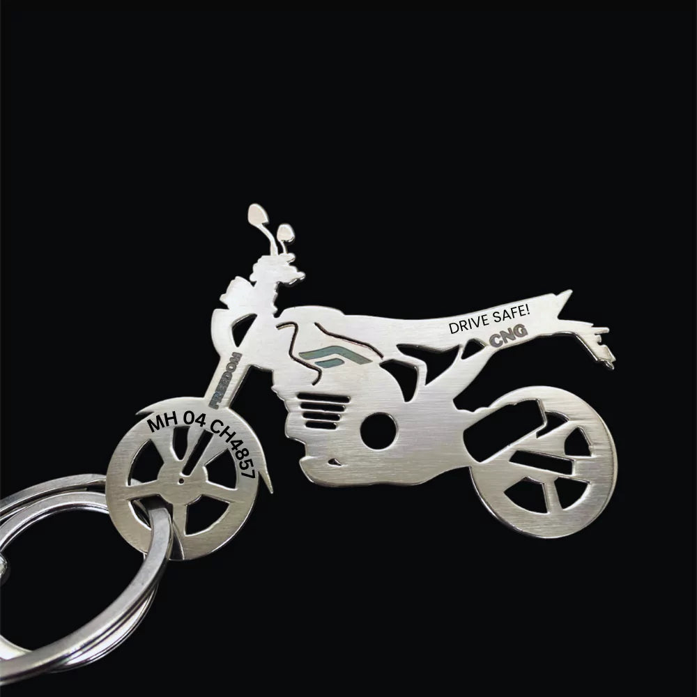 Gold Bajaj Freedom keychain for bikers
