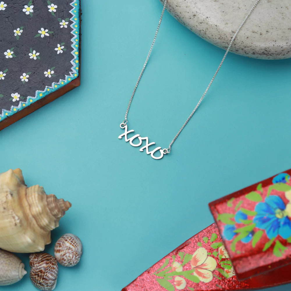 XOXO Pendant Necklace – Heartfelt Love Jewelry in Silver Finish