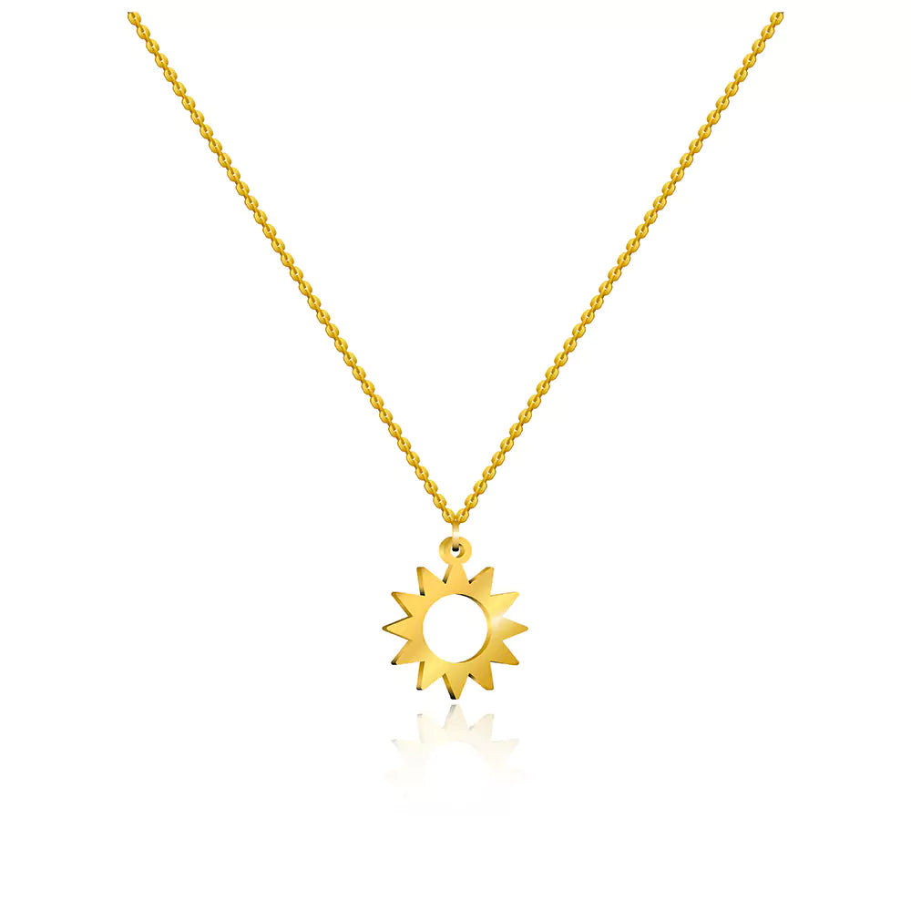 Sun Pendant Necklace – Radiant Sunburst Jewelry in Gold Finish