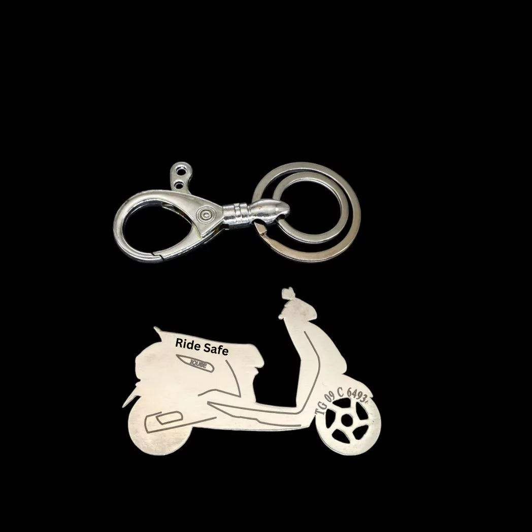 TVS iQube personalized keychain metal engraved