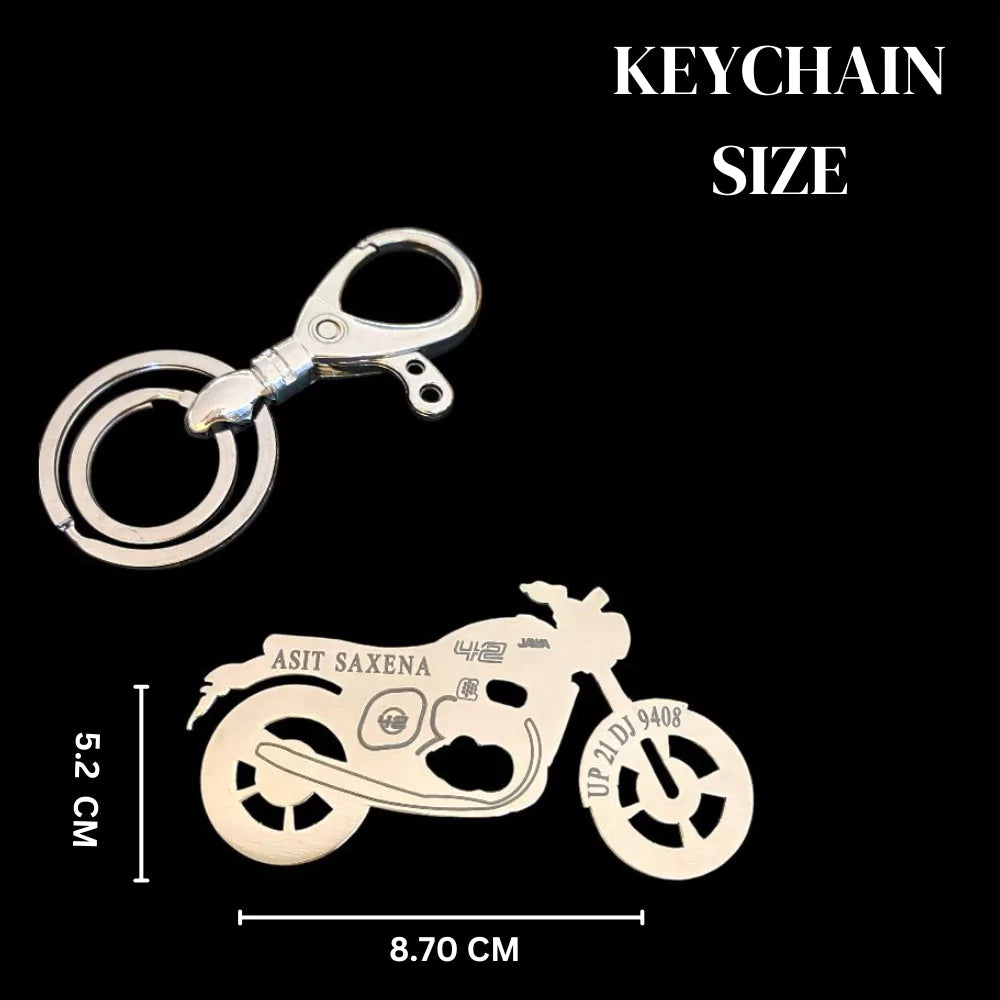 Rose gold Jawa 42 FJ motorcycle keyring