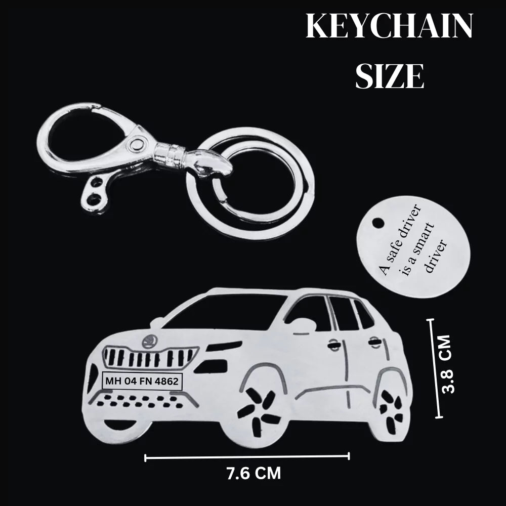 Skoda Kylaq personalized metal keychain custom engraved