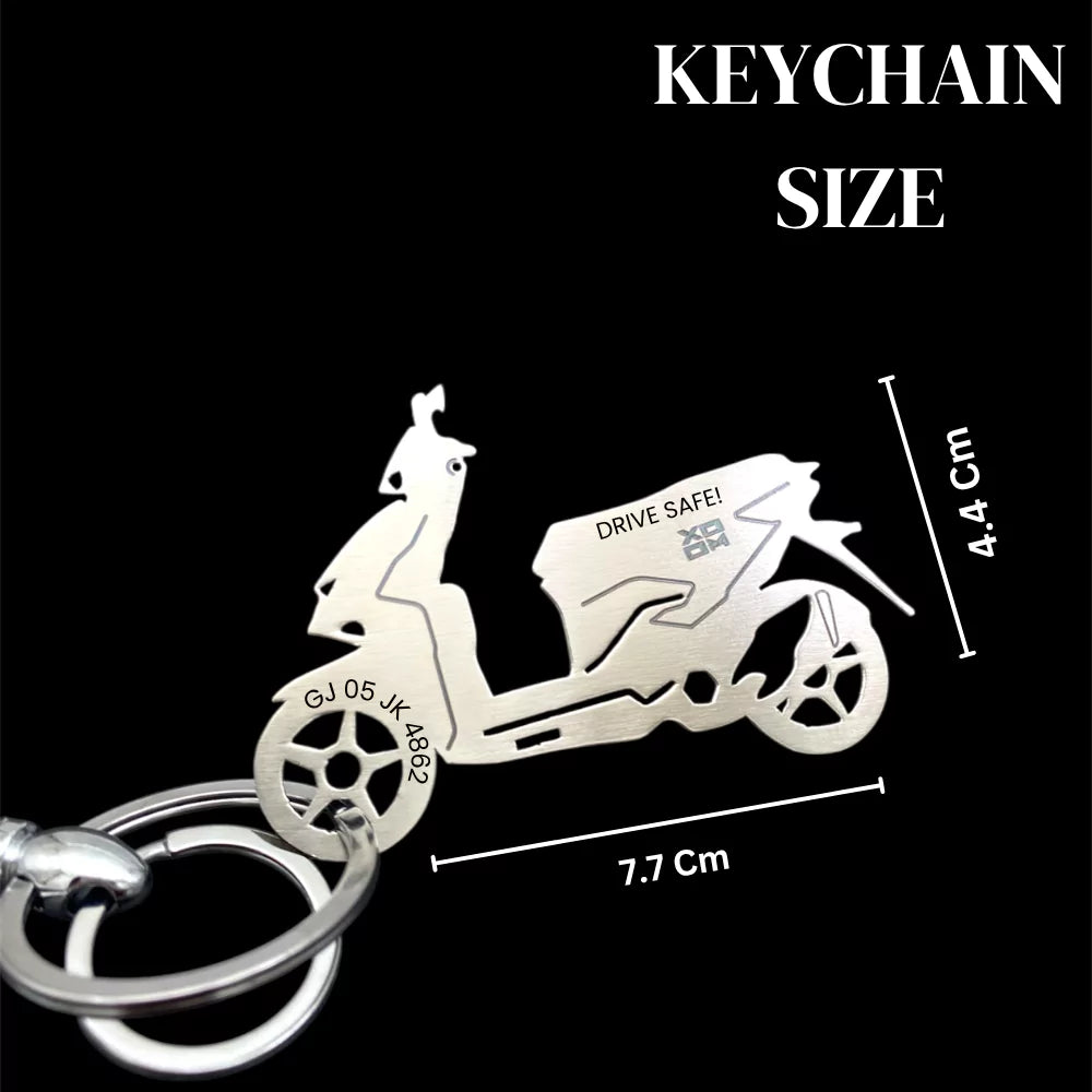 Custom name scooter keychain for Hero Xoom XTEC in gold finish