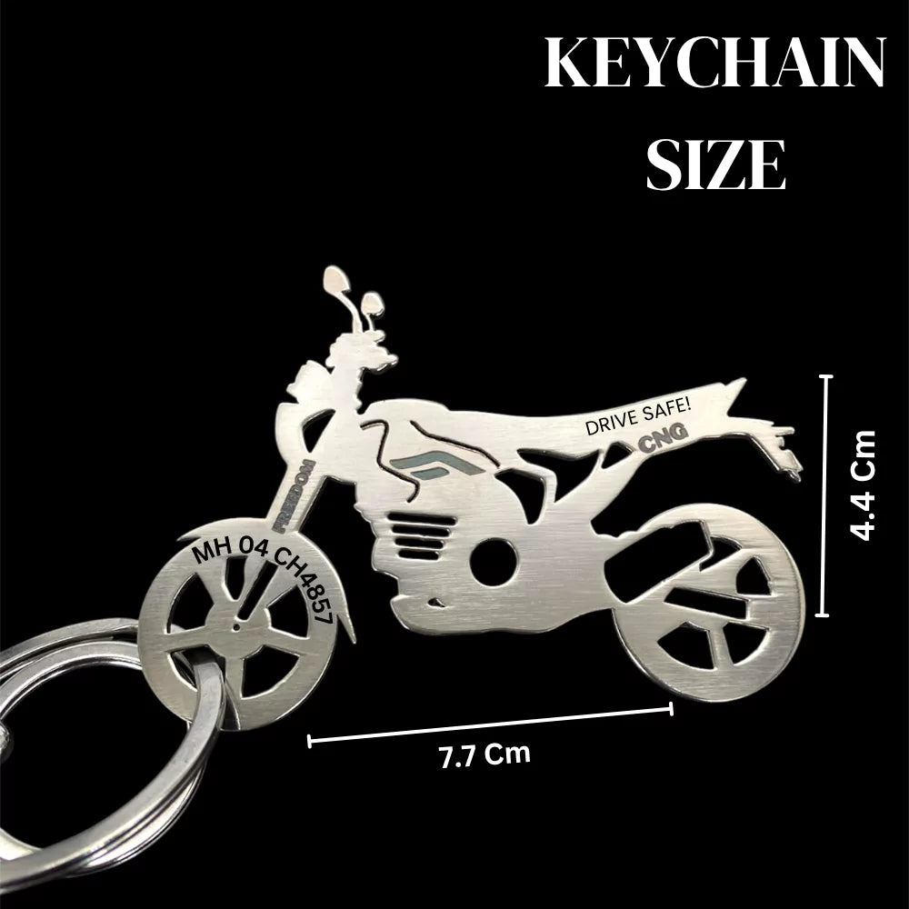 Bajaj Freedom engraved metal bike keychain stainless steel brass