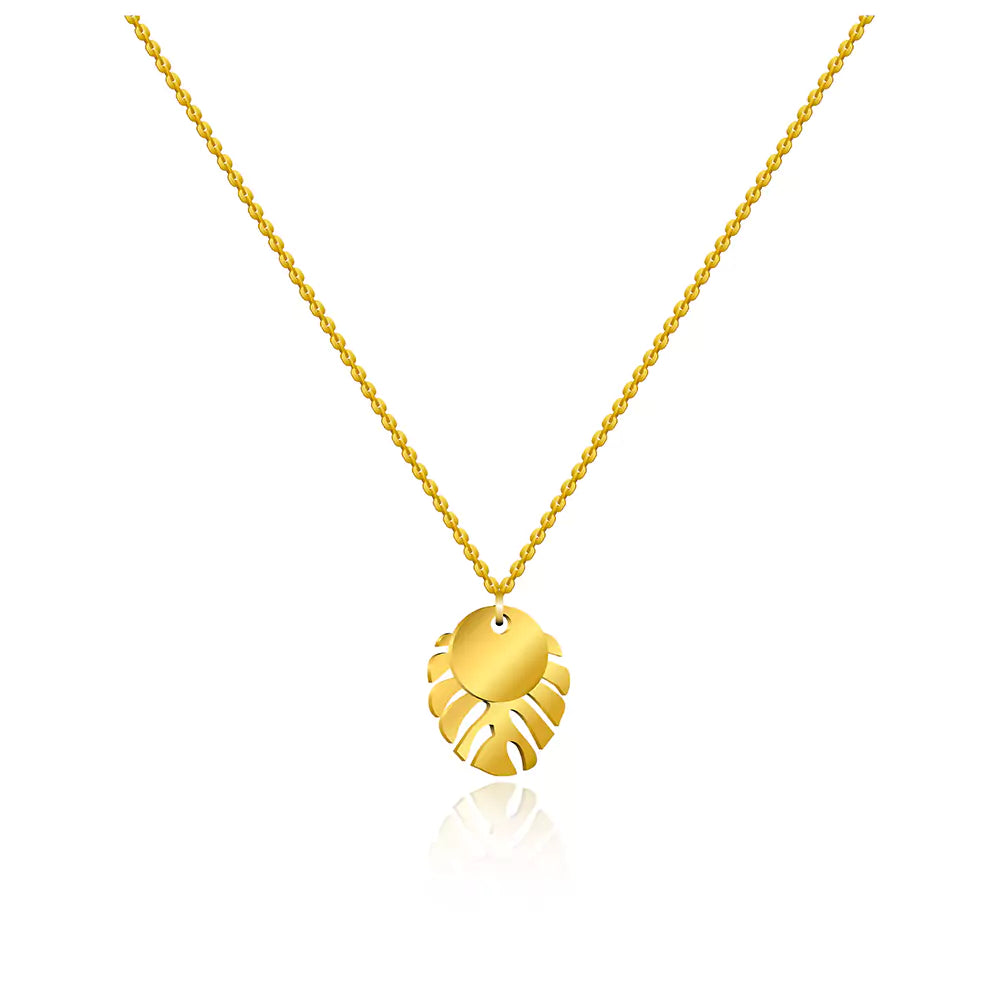 Monstera Leaf Pendant Necklace – Nature-Inspired Jewelry in Gold Finish