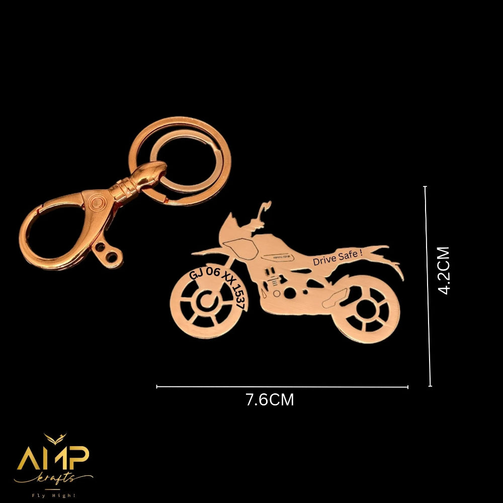 Premium brass Himalayan 450 bike keychain gold finish