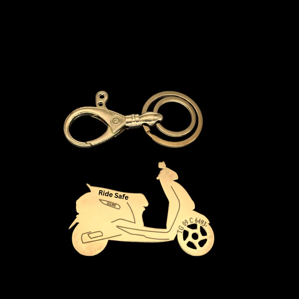 iQube electric scooter keychain with custom name