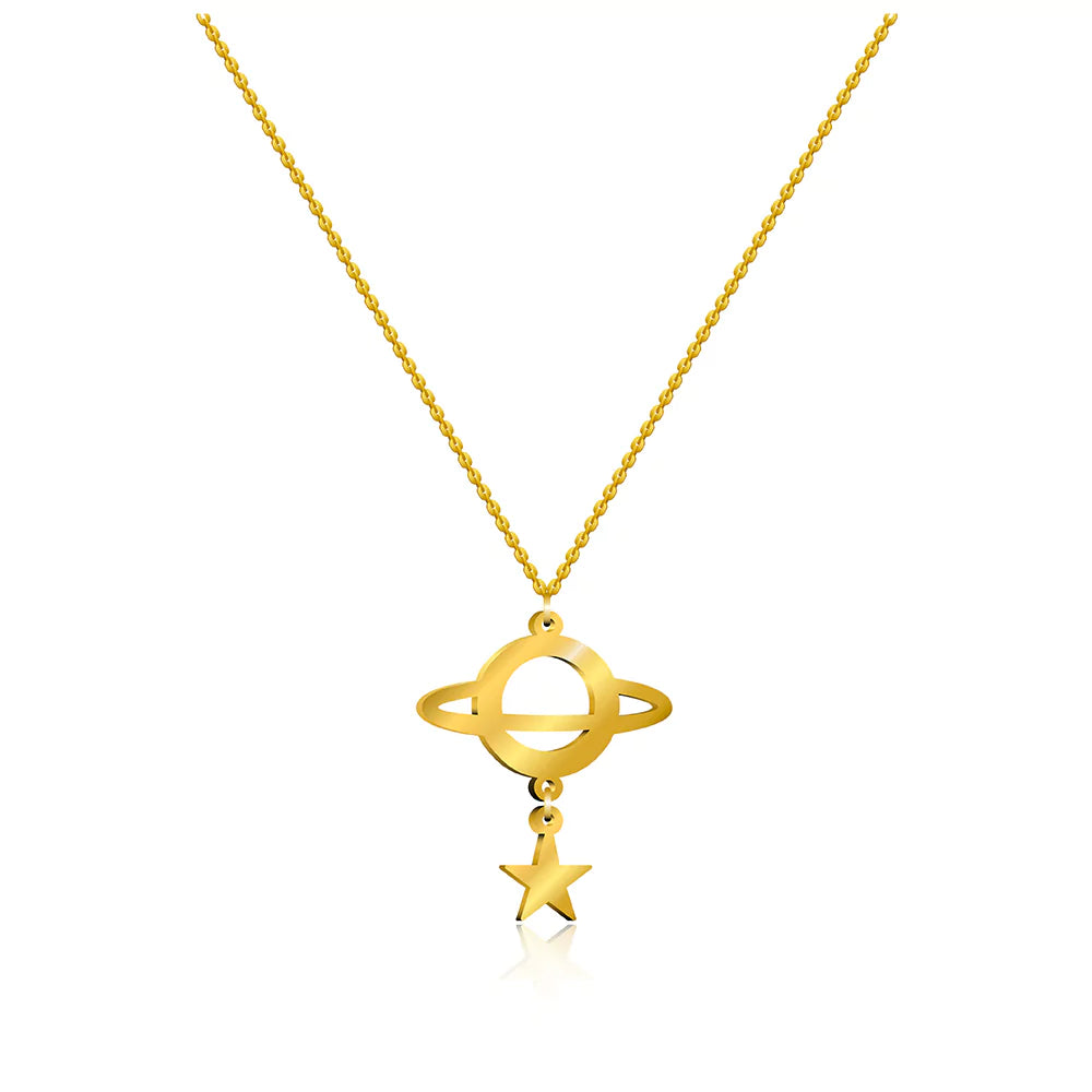 Planet With Star Pendant Necklace - Celestial-Inspired Jewelry for Women