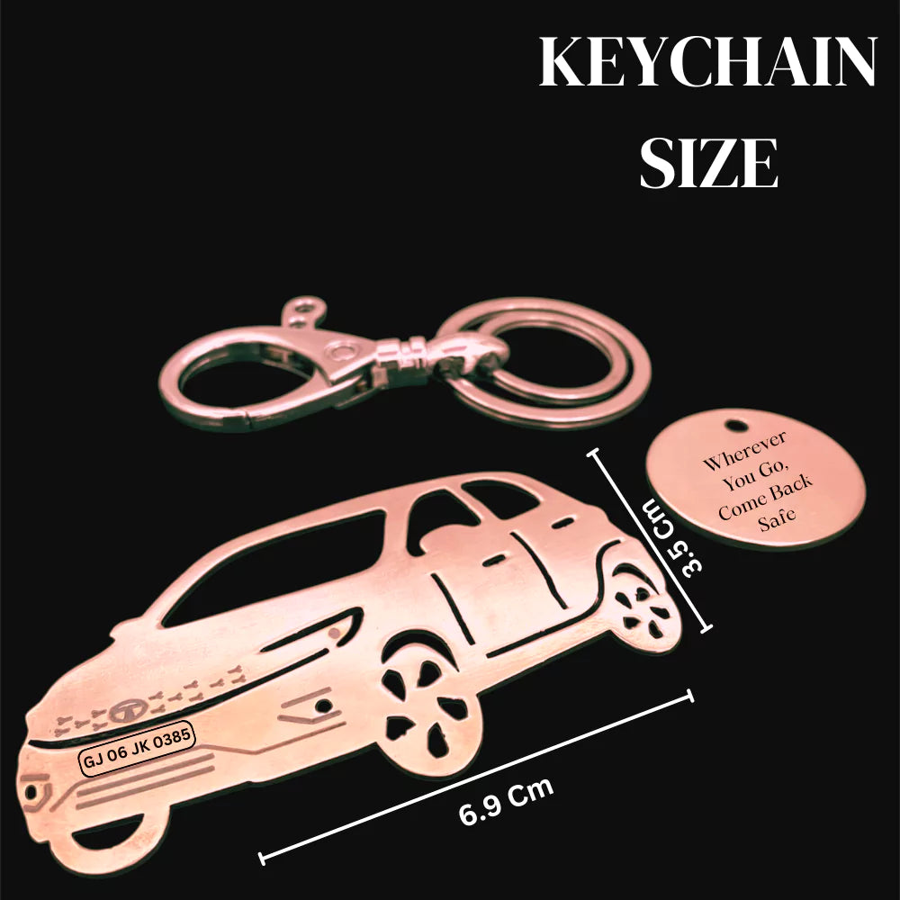 Meaningful gift for car lovers, Tata Tiago custom metal keychain