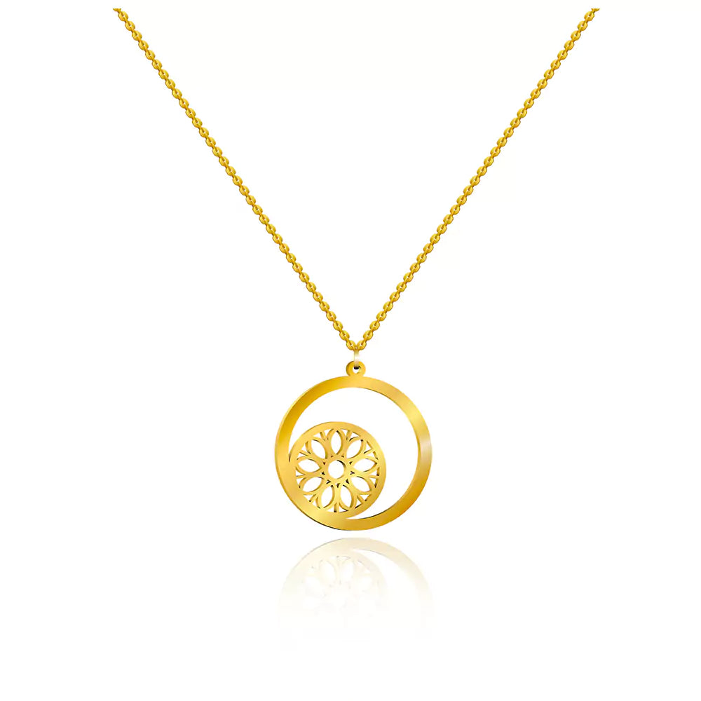 Mandala Aura Pendant – Spiritual Jewelry Symbolizing Balance in Gold Finish